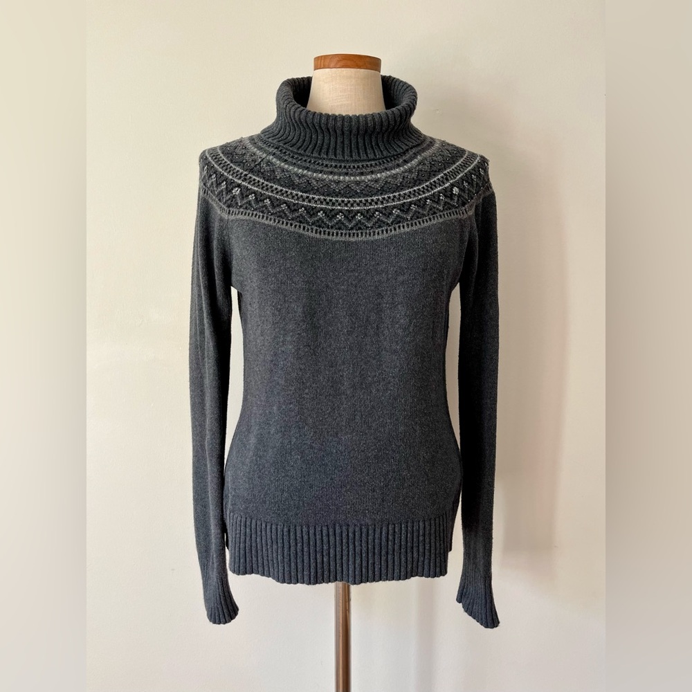 Charter Club Fair Isle Beaded Cozy Knit Cowl Turtleneck Sweater Size M